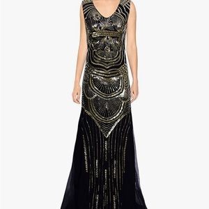 1920s style Long Maxi Sequin Mermaid Evening Dress
